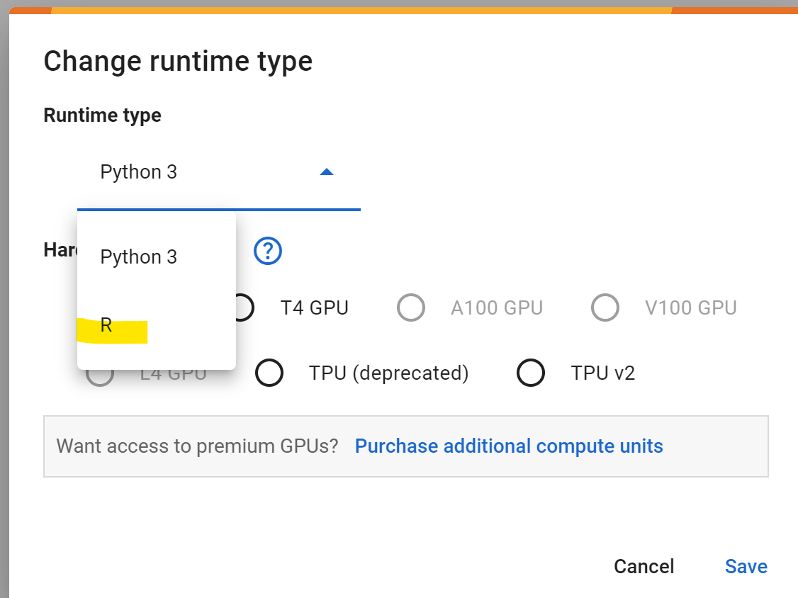 Select R runtime